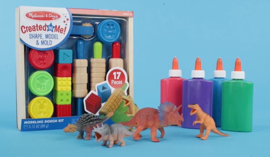 Melissa & Doug Modeling Dough Kit, Dinosaur figures, Colored school glues